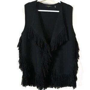 Kobi Halperin Brielle Fringe Wool Blend Sweater Vest L Boho Western Lagenlook